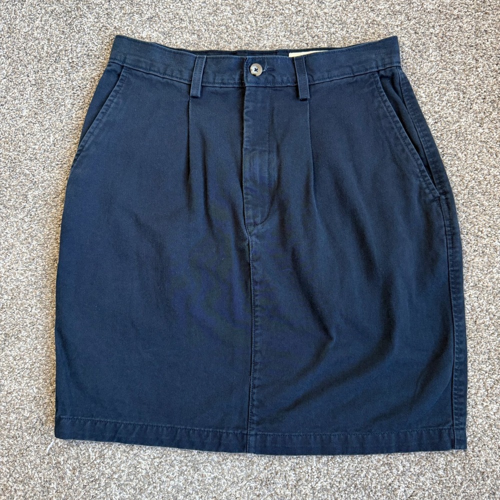 Eddie Bauer Pleated Cotton Chino Mini Skirt‎ Womens Navy Blue Size 8